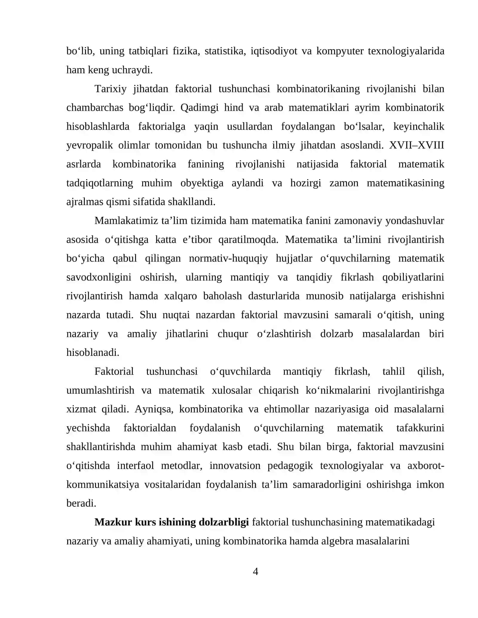 Faktorial mavzusini o'qitish metodikasi 4