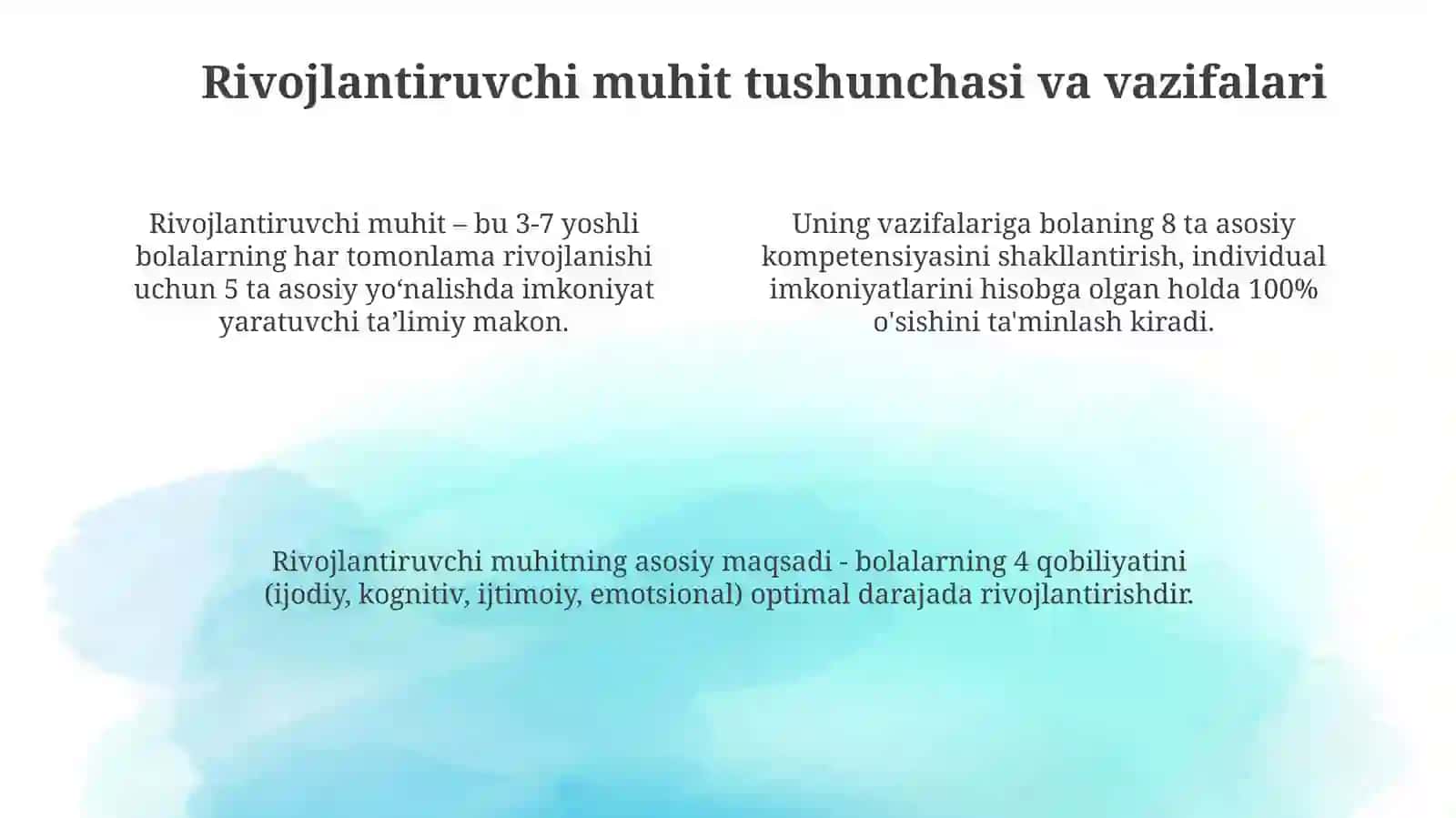 Maktabgacha talim tashkilotida rivojlantiruvchi muhit va uning turlari 4