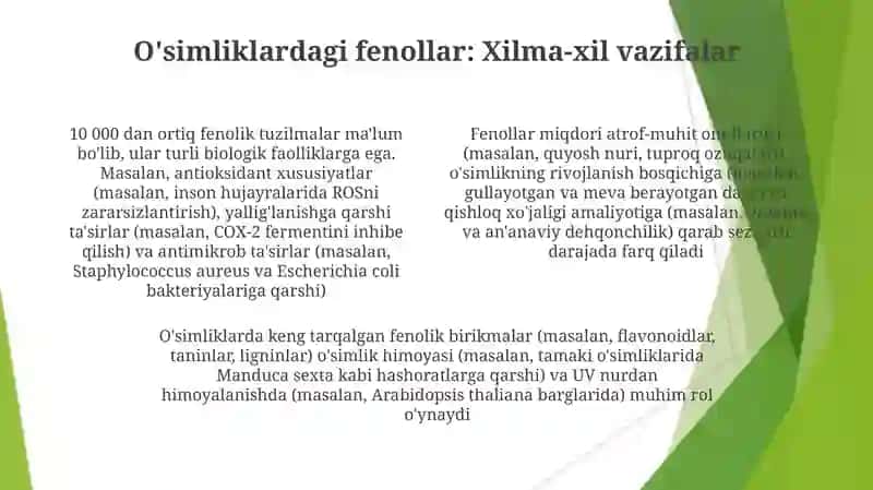 Oʻsimliklarning ikkilamchi metabolitlari (OIM) 4
