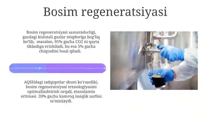 Suvli Etanol amin eritmalari yordamida gazlarni tozalash 4