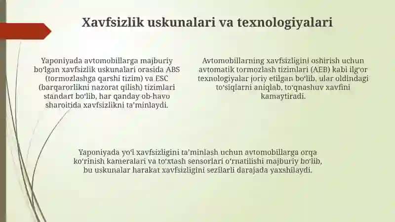 Transport vositalariga texnik talablar 4