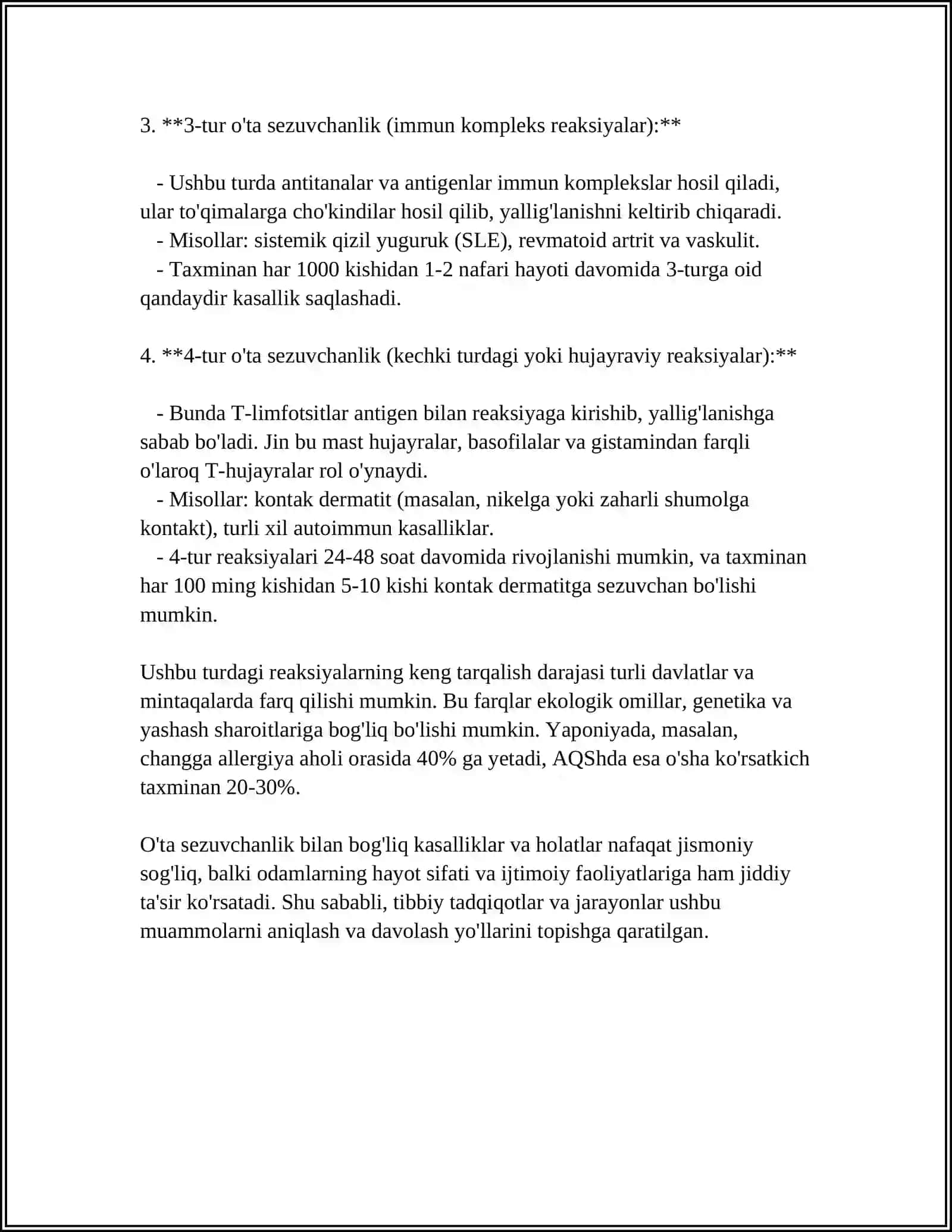 O'TA SEZUVCHANLIK REAKSIYALARI 4