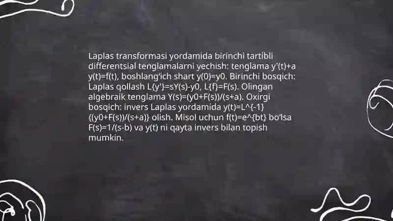 Operatsion hisob va Laplas transformasining asosiy qoidalari 4
