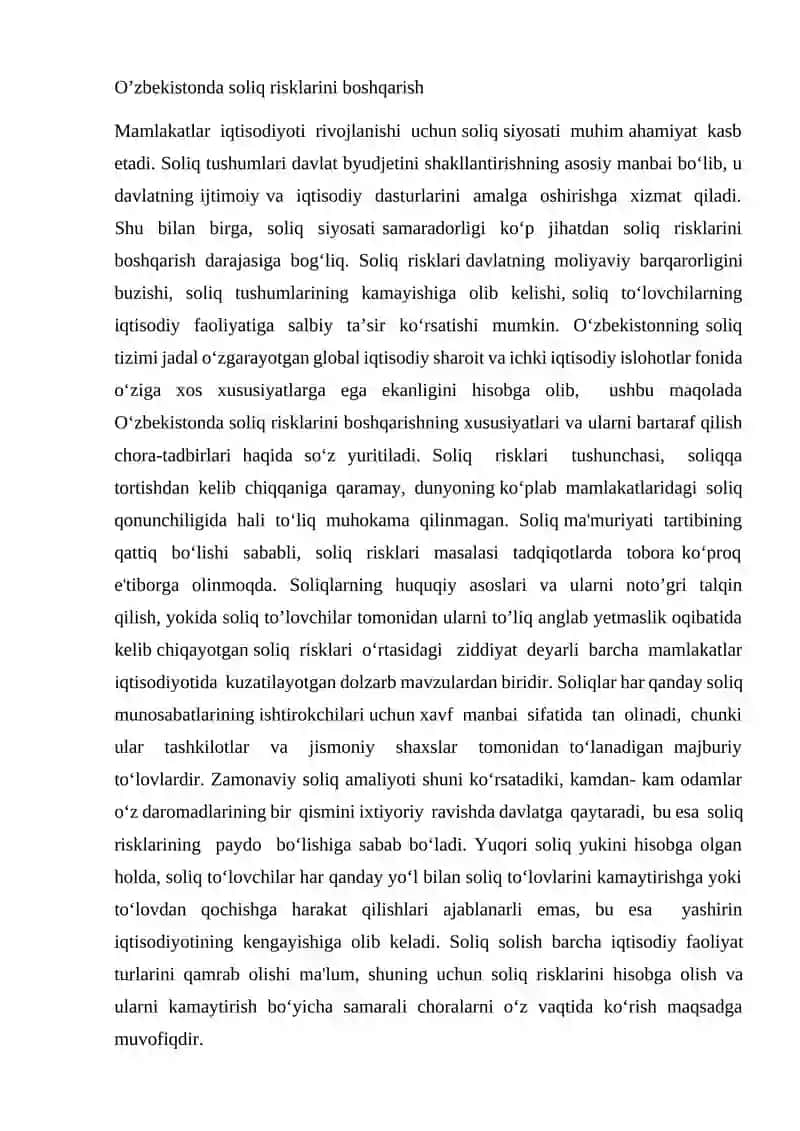 Soliq siyosatida risklarni boshqarish 4
