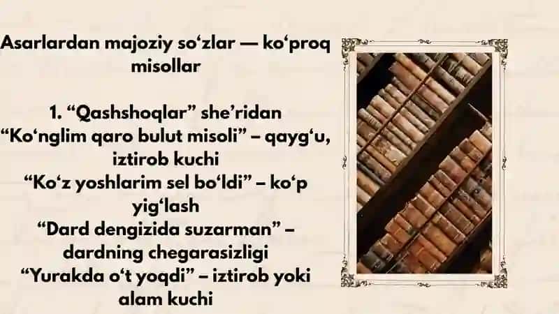 Muqimiy asarlaridagi majoziy so‘zlar 4