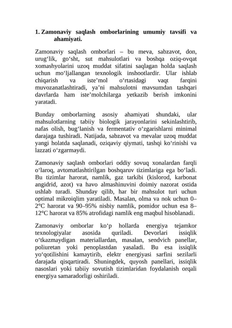 Zamonaviy saqlash omborlari tuzilishi, turlari va jixozlari. 4