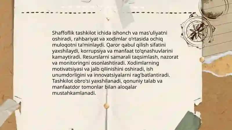 Shaffoflik va ochiqlik tamoyillari 4