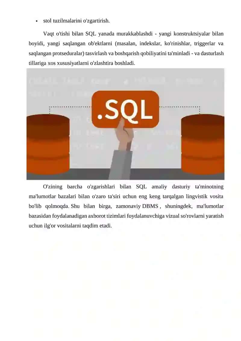 SQLda jarayonlar va standart funksiyalar 4