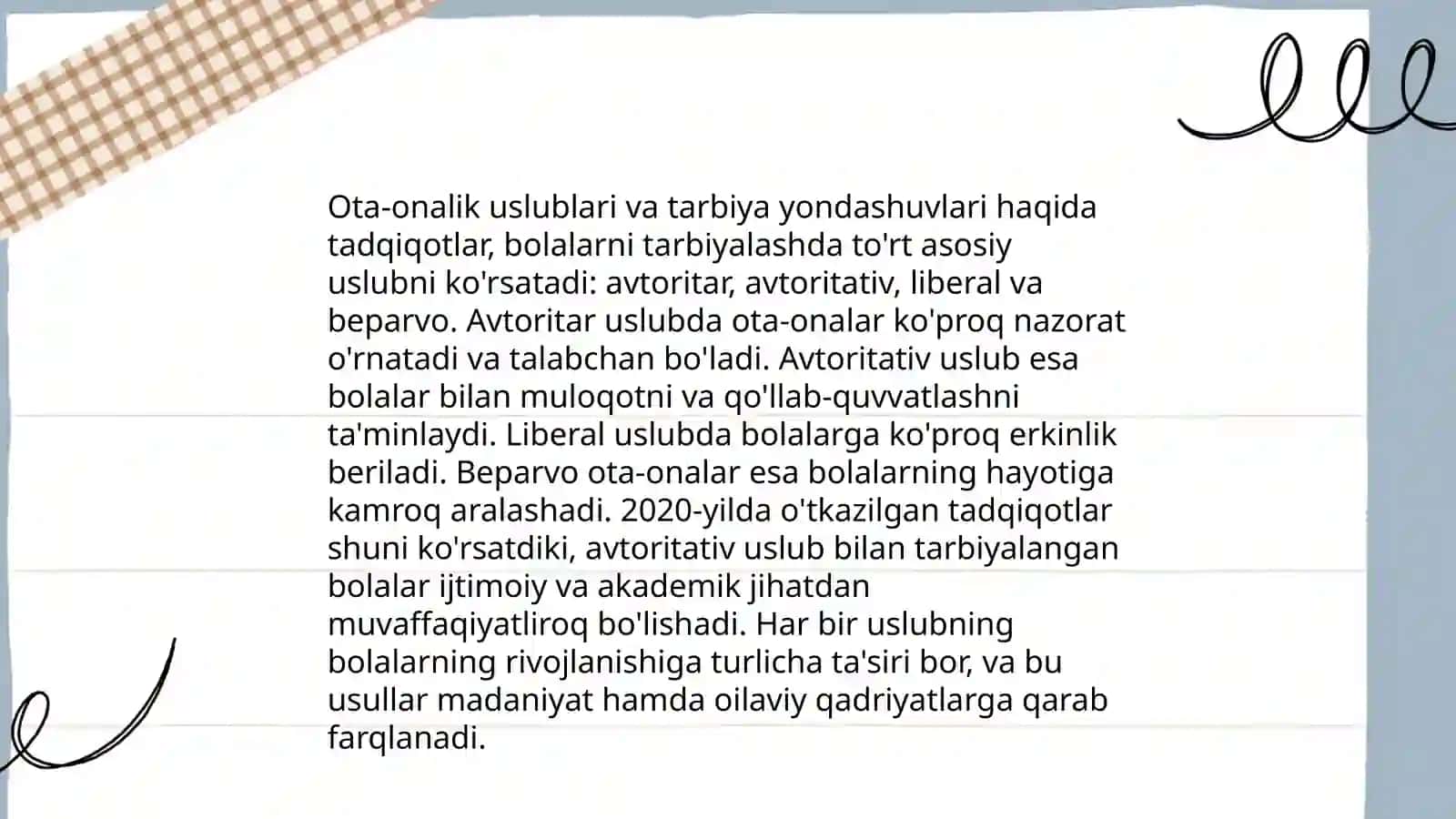 Ota-onalarni bola tarbiyasi uchun zarur boʻlgan bilim malakalardan xabardor qilish 4