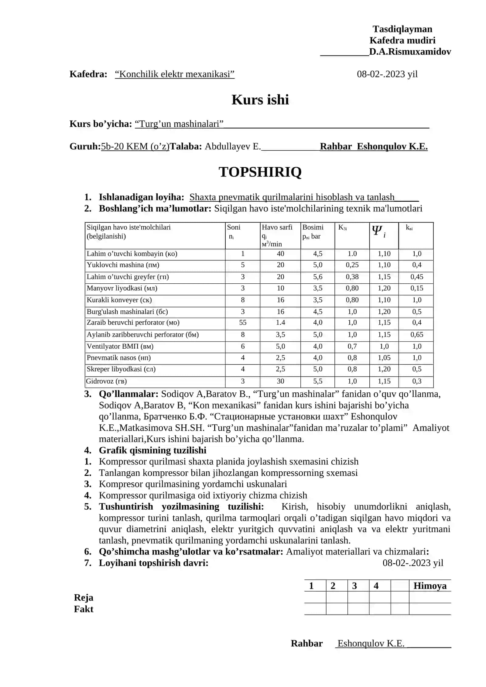 Kurs ishi - "Turg’un mashinalari" 4