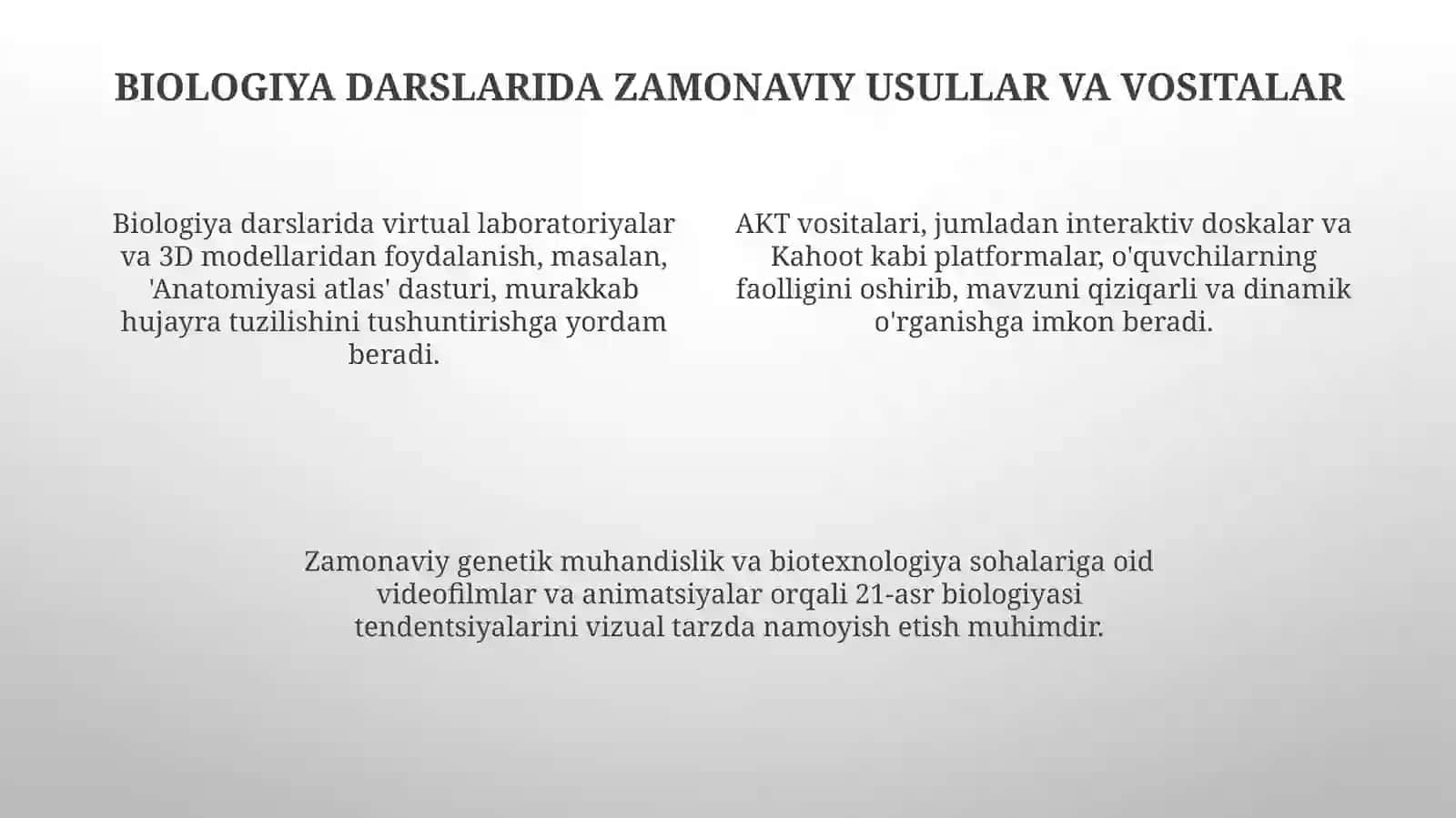 Biologiya  o'qitish  metodikasi 4