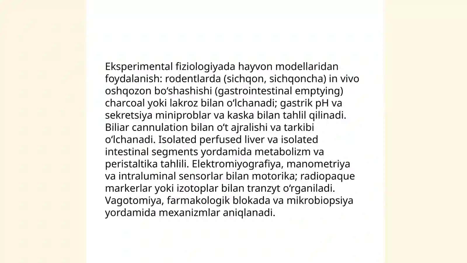 Hazm tizimi faoliyatini o‘rganish usullari 4