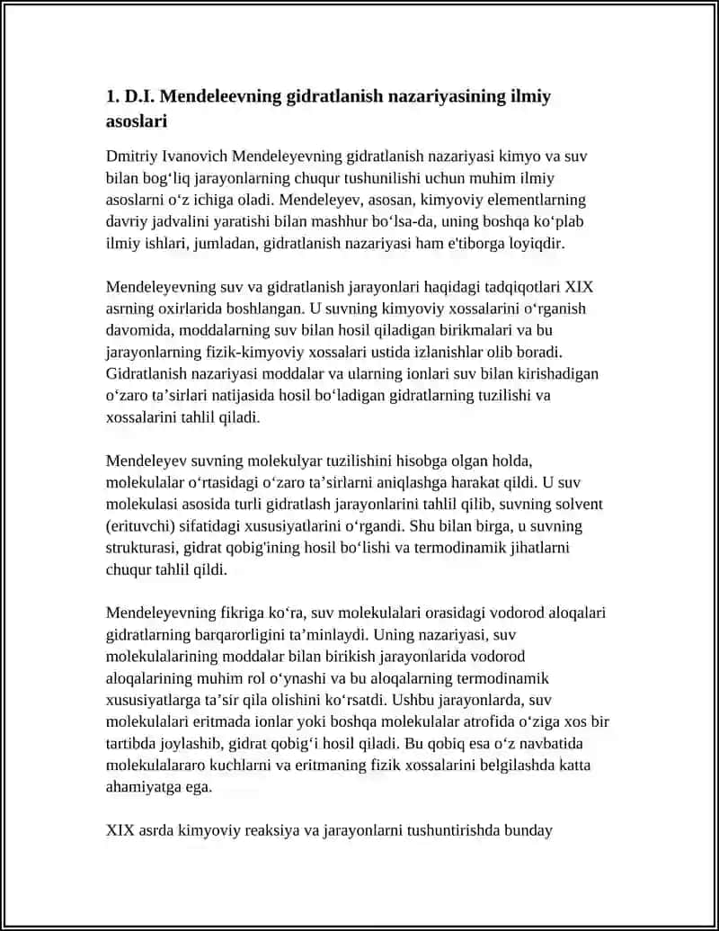 D. I. MENDELEYEVNING GIDRATLANISH NAZARIYASI 4