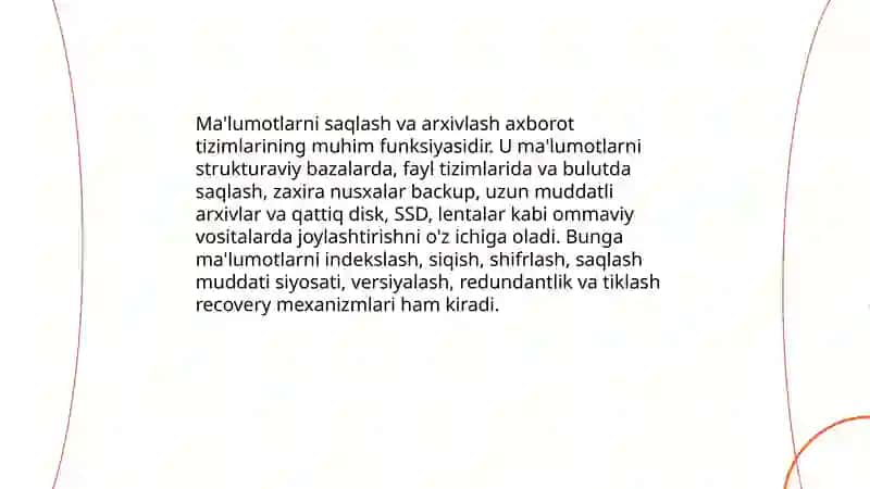 Axborot tizimlarining asosiy vazifalari 4