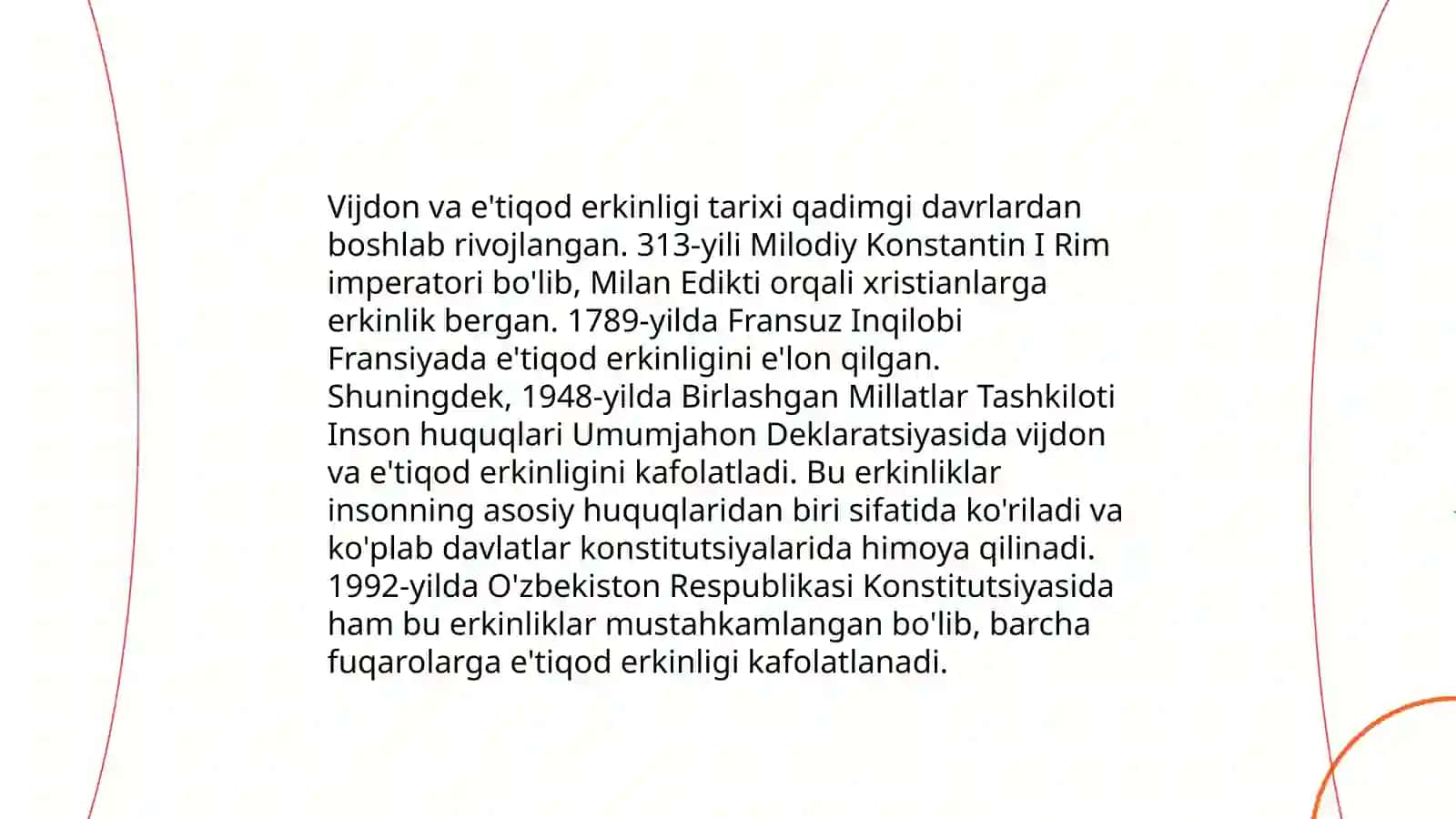Vijdon va etiqod erkinligining tarifi 4