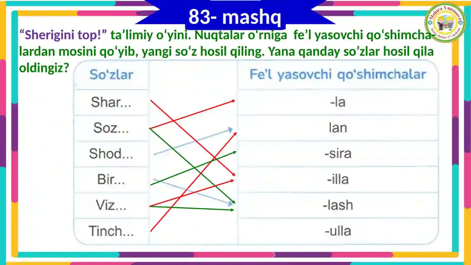 Fe'l yasovchi qo'shimchalarning imlosi 4