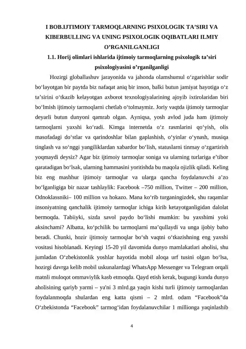 IJTIMOIY TARMOQLARNING PSIXOLOGIK TA’SIRI KIBERBULLING VA UNING PSIXOLOGIK OQIBATLARI 4