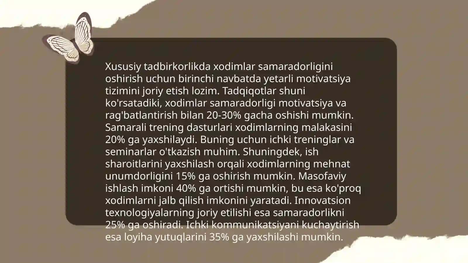 Kichik biznes va xususiy tadbirkorlikda xodimlar mehnatidan foydalanish tahlili 4