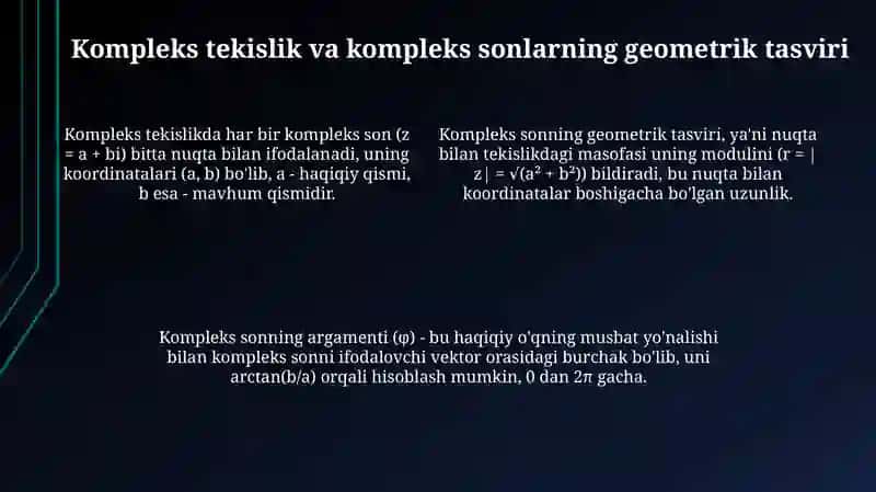 Kompleks sonlarning trigonometrik shakli 4