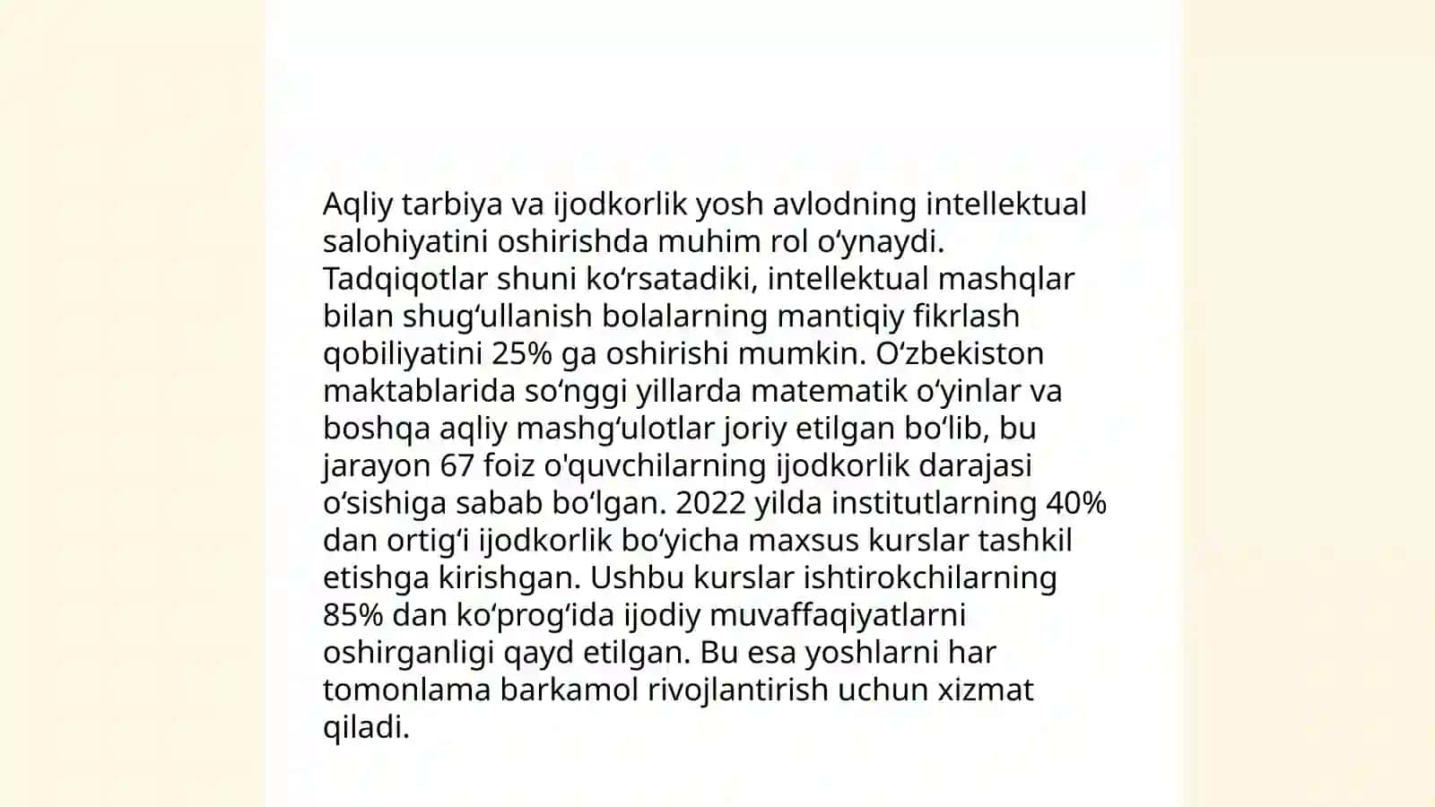 Oʻquvchilarning aqliy tarbiyasi 4