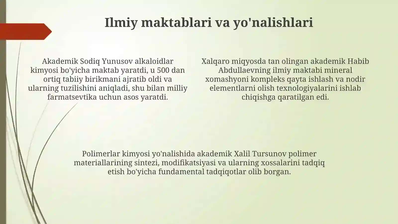 Kimyofani rivojlantirishidagi Oʻzbekiston respublikasi olamlari 4