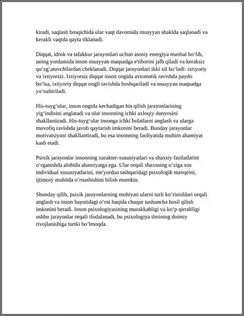 PSIXIK JARAYONLAR HAQIDA TUSHUNCHA 4