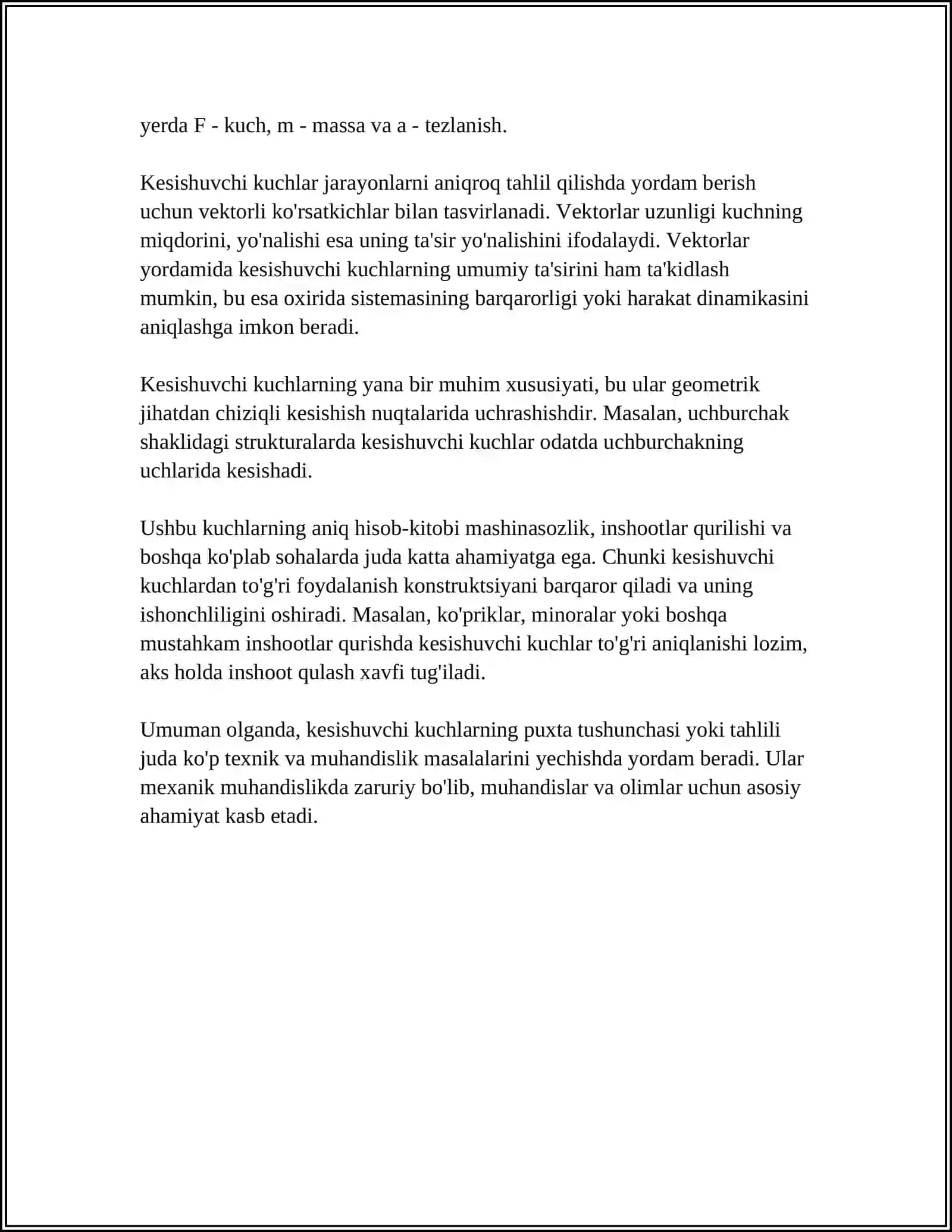 KESISHUVCHI KUCHLAR SISTEMASINING MUVOZANATI 4