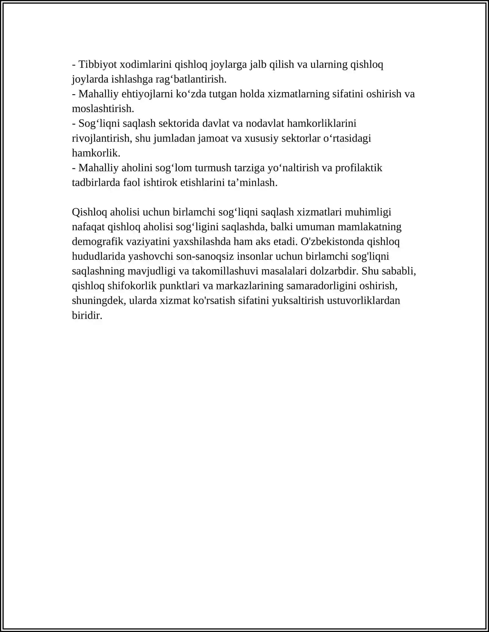 QISHLOQ AHOLISIGA TIBBIY XIZMAT KOʻRSATISH 4