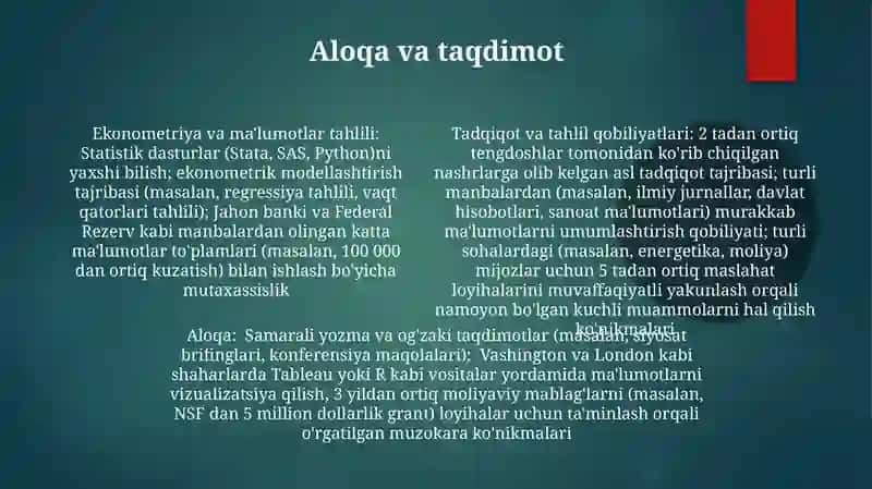 Iqtisodchi mutaxassisning kasbiy kònikmalari 4