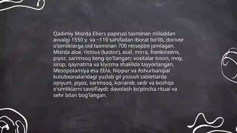 Dorivor o'simliklarning o'rganish tarixi 4