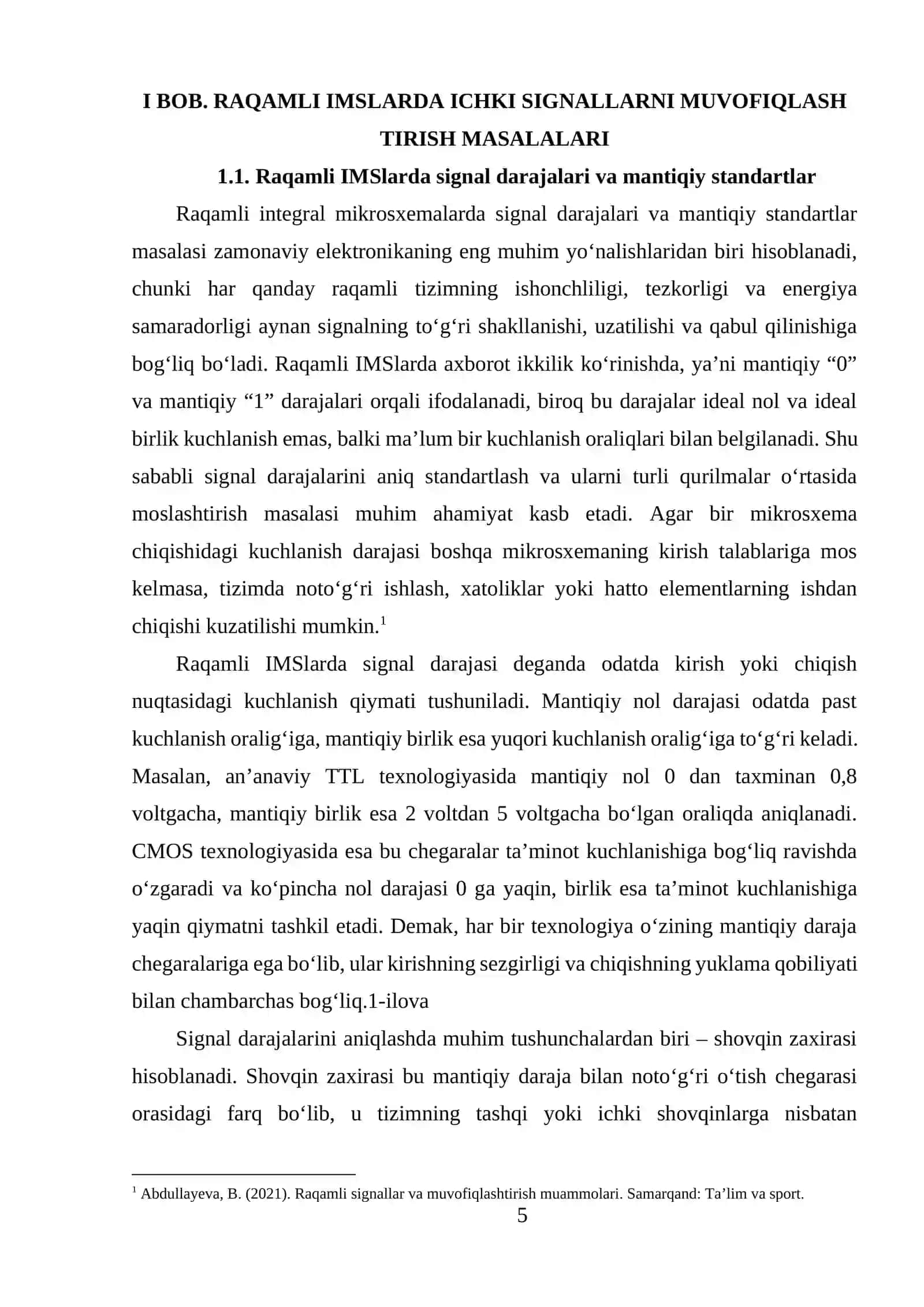 RAQAMLI IMSLARNING ICHKI VA TASHKI SIGNALLARNING MUVOFIQLASHTIRISHNING MUOMMALARI 4