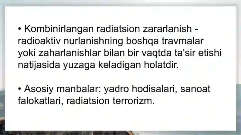 Kombinirlangan radiastion zararlanish 4