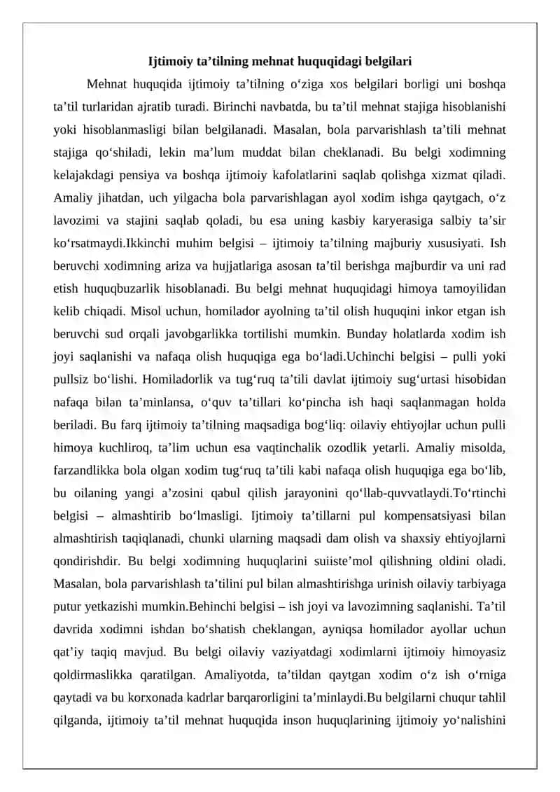 Ijtimoiy ta’til tushunchasi va turlari 4