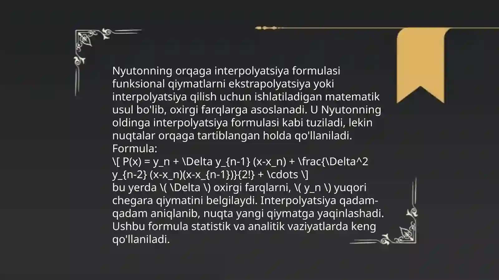 Nyutonning interpolyatsion formulalari 4