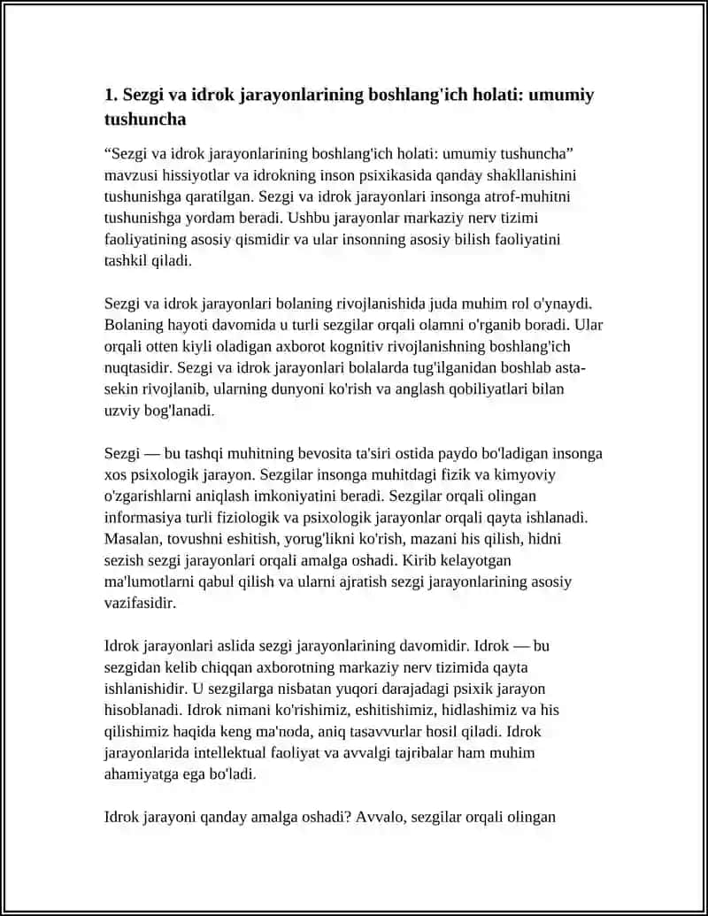 SEZGI VA IDROK JARAYONLARINING BOSHLANG'ICH HOLAT EKANLIGI 4