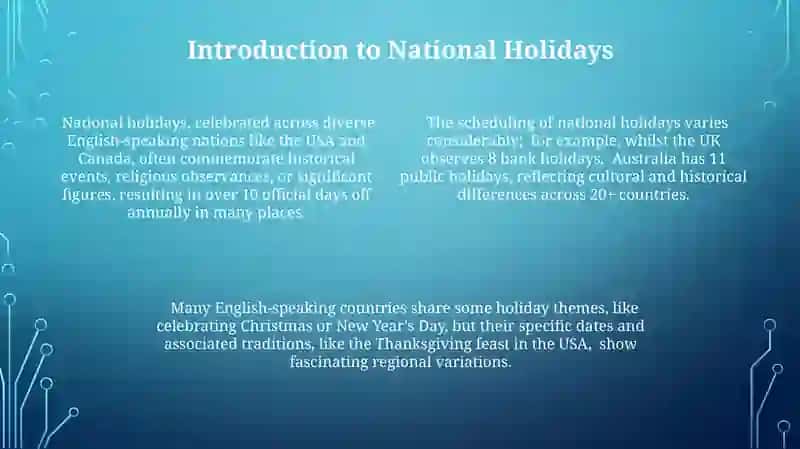 National holidays of English speaking Countries 4