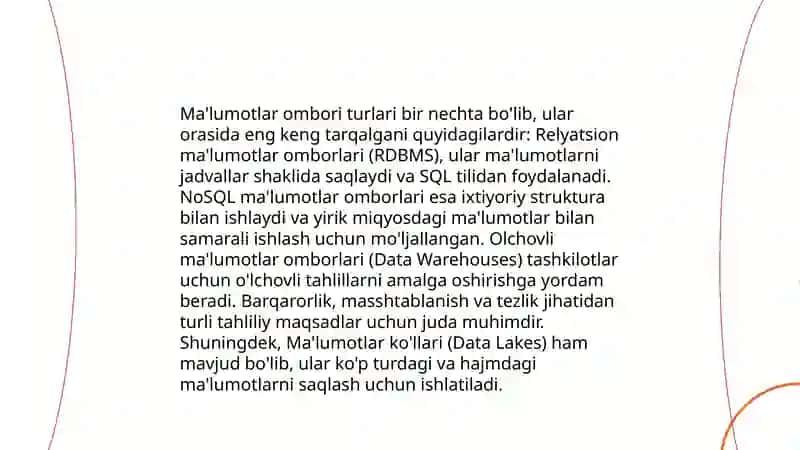 Maʼlumotlar ombori v ulardn foydalanish 4