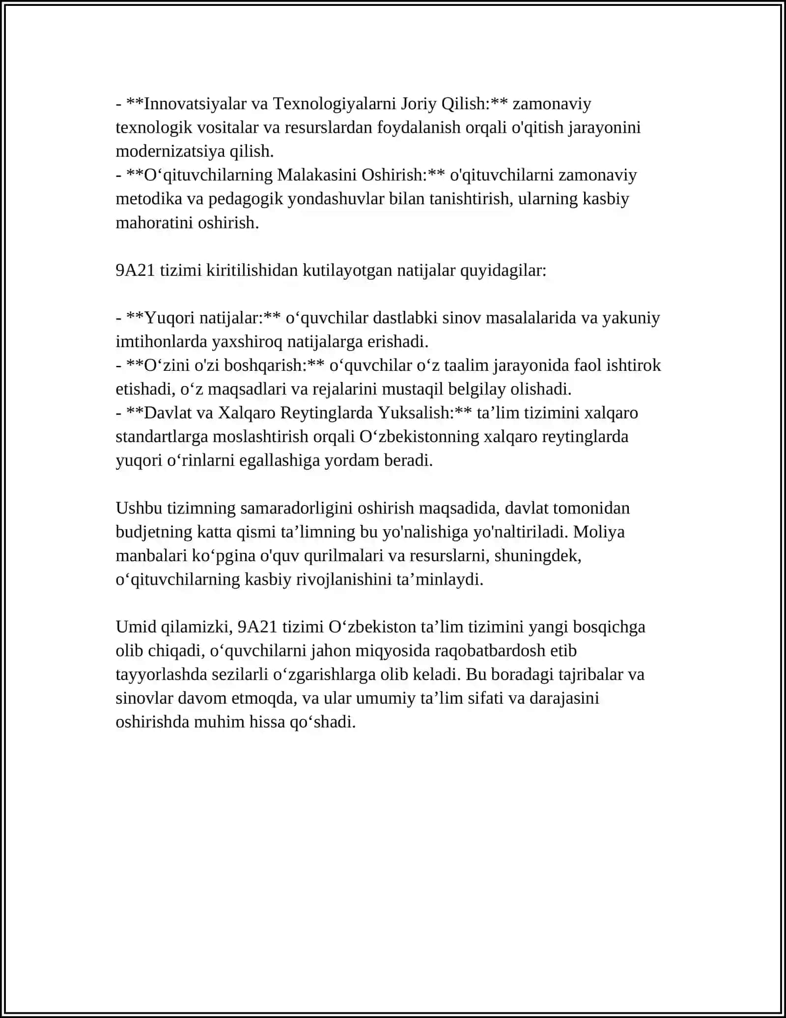MUSTAQIL ISH Mavzu: 9A21 4