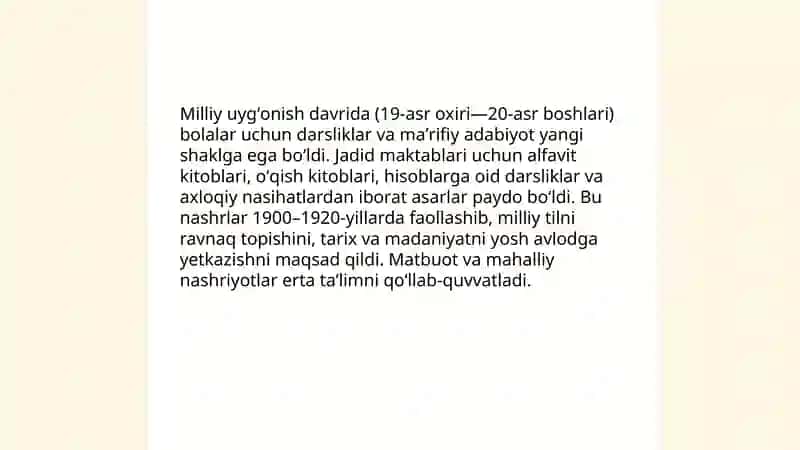 Milliy uygʻonish davri oʻzbek bolalar adabiyoti 4