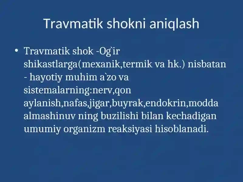 Travmatik shok.Uzoq vaqt bosilish sindromi 4