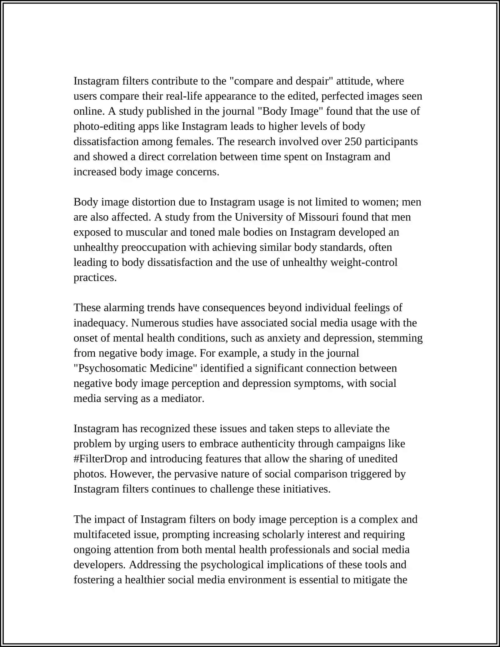 INFLUENCE OF SOCIAL MEDIA ON BODY IMAGE 4