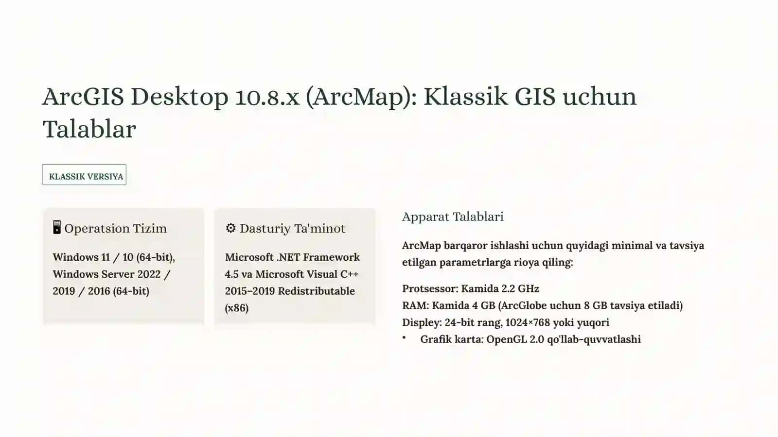 GIS Dasturlariga Qo'yiladigan Talablar 4