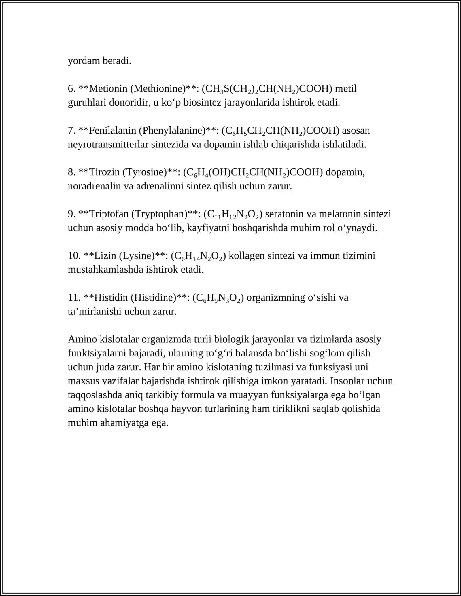 AMINO KISLOTALAR (Referat) 4