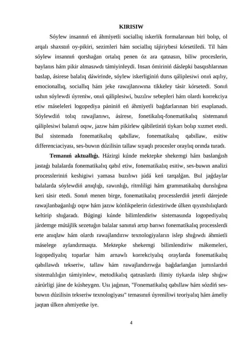 Arnawli pedagogika: logopediya tálim baǵdarı 4