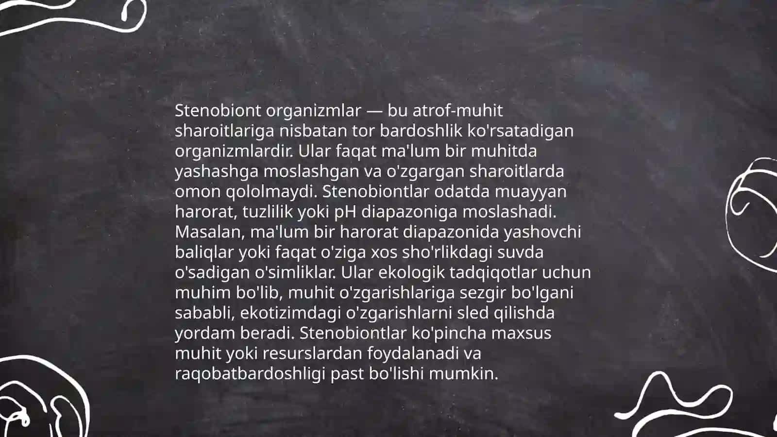 Stenobiontlar va evribiontlar 4