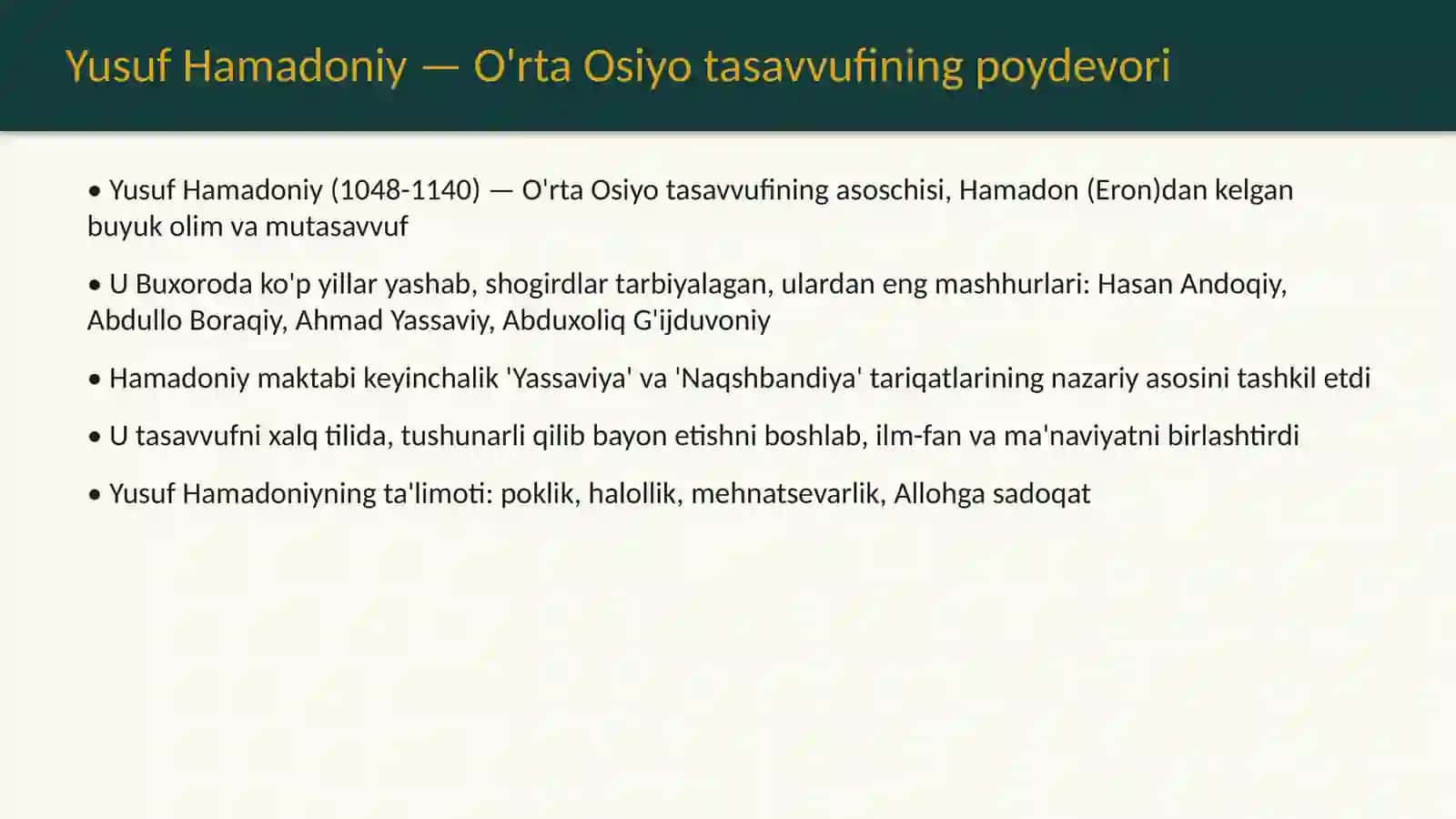 O'rta Osiyoning buyuk mutasavvuflari va ularning ilmiy merosi 4