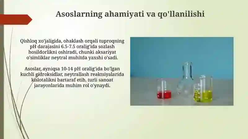 Asoslarning olinishi va kimyoviy xossalari 4