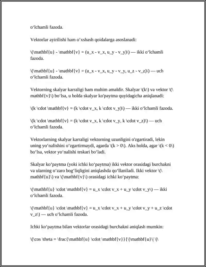 REFERAT Mavzu: VEKTORLAR 4