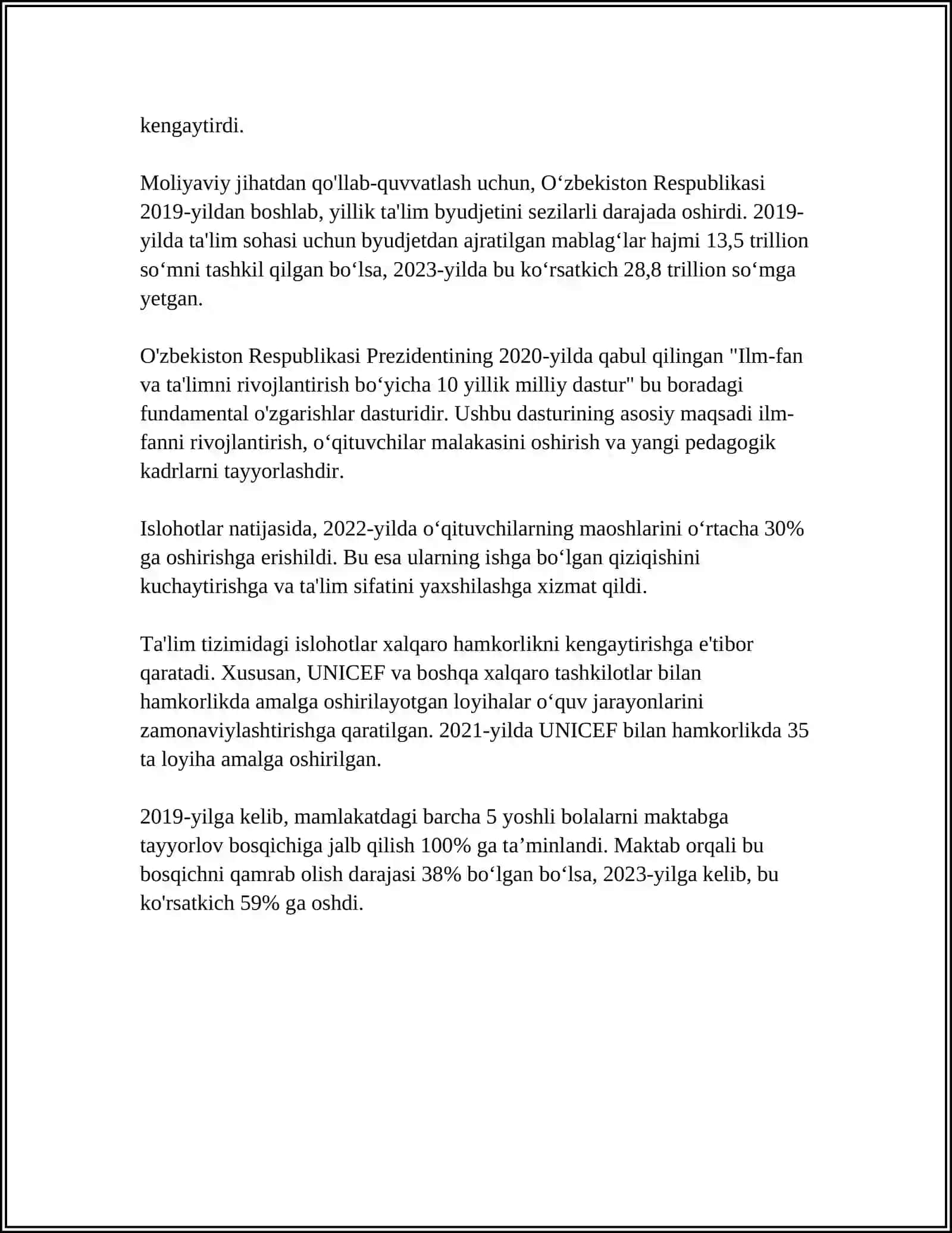 O'ZBEKISTON RESPUBLIKASIDAGI IJTIMOIY ISLOHOTLAR 4