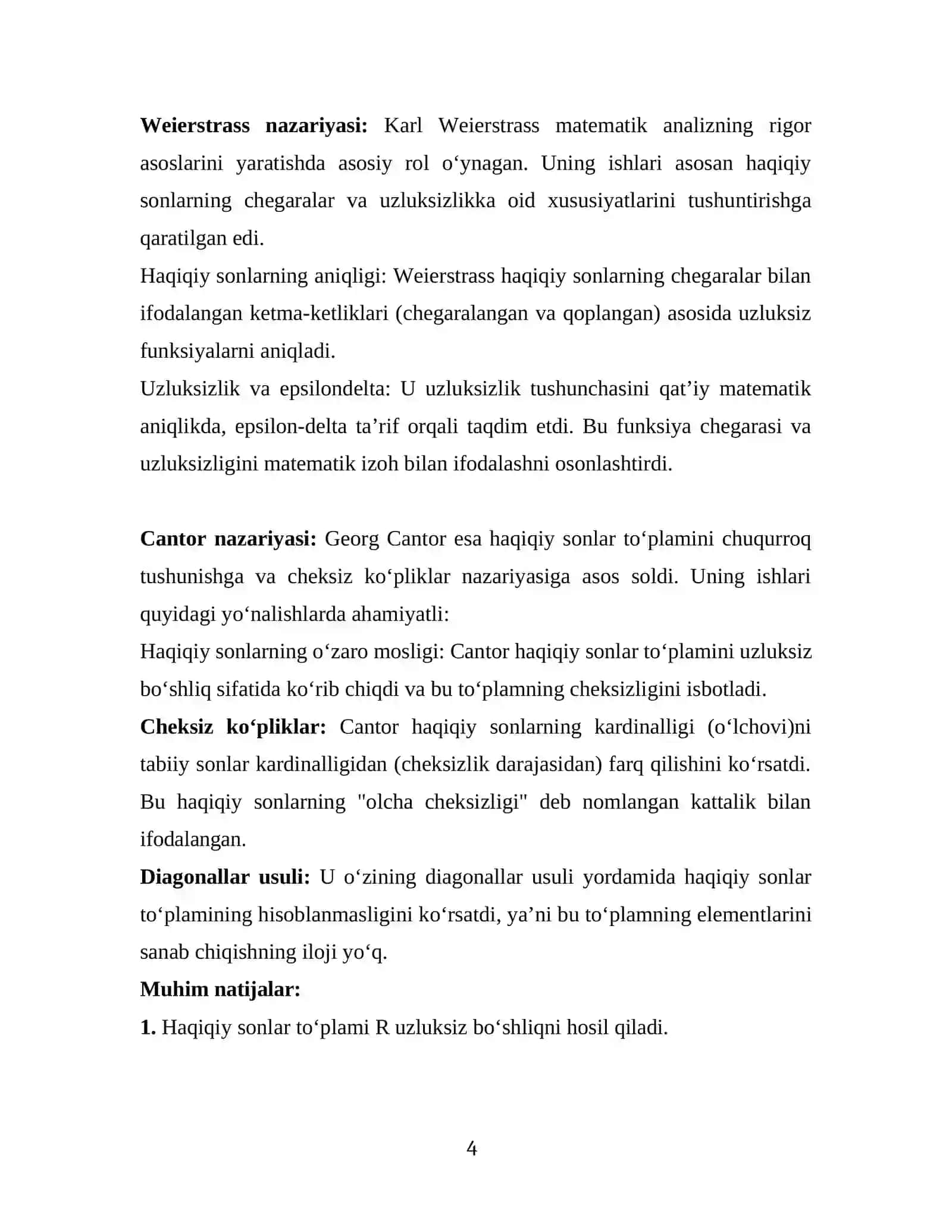 Haqiqiy sonlarning Veyershtrass va Kantor nazariyasi 4